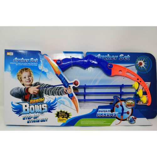 BOYS BOW & ARROW SET ARCHERY - 3 SUCTION CUP ARROWS - BLUE