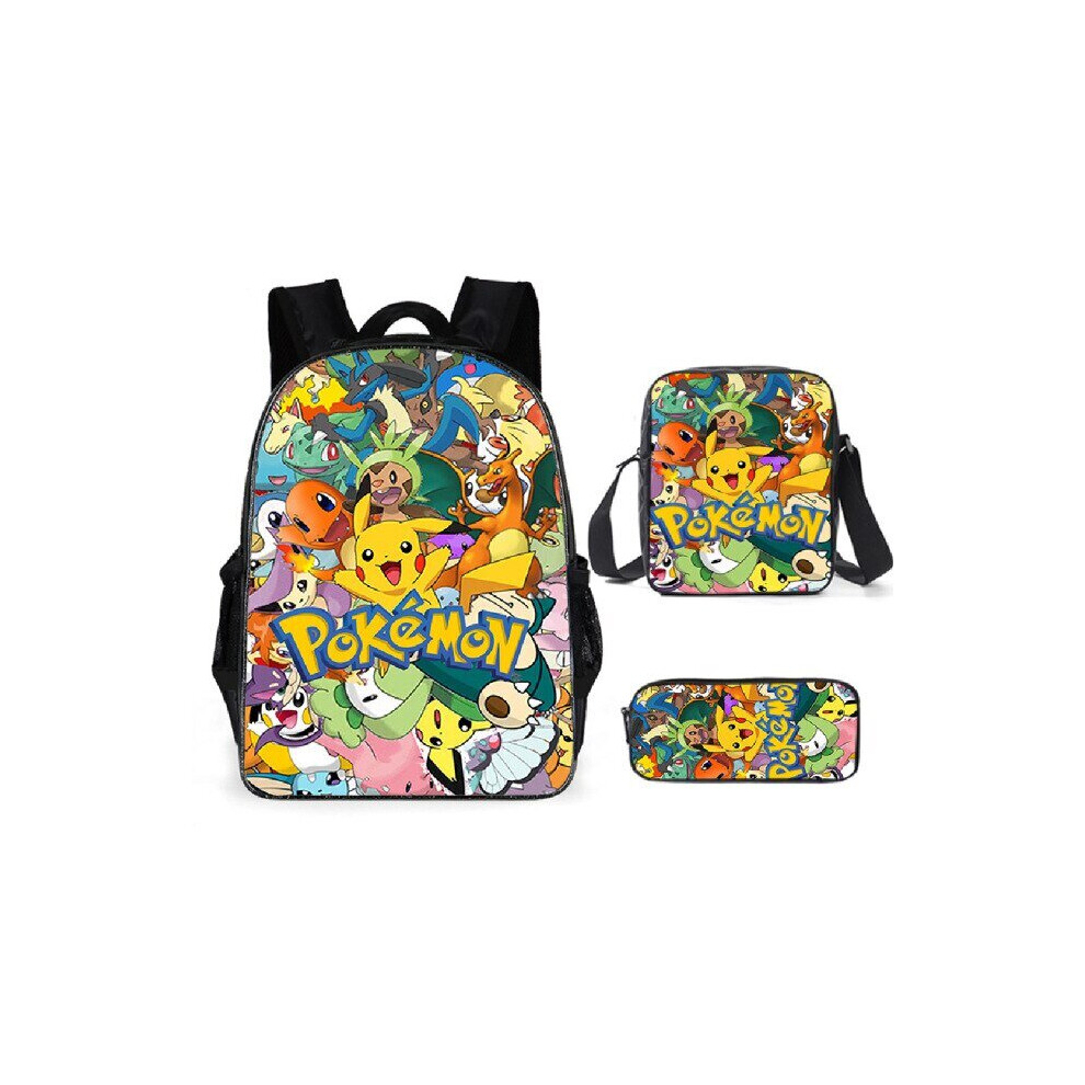 (19, 1PCS Backpack) Pokemon Pikachu Backpack Laptop School Bag for Boys Cartoon Pencil Case Schoolbag Anime Travel Bag School Supplies Kids Gifts