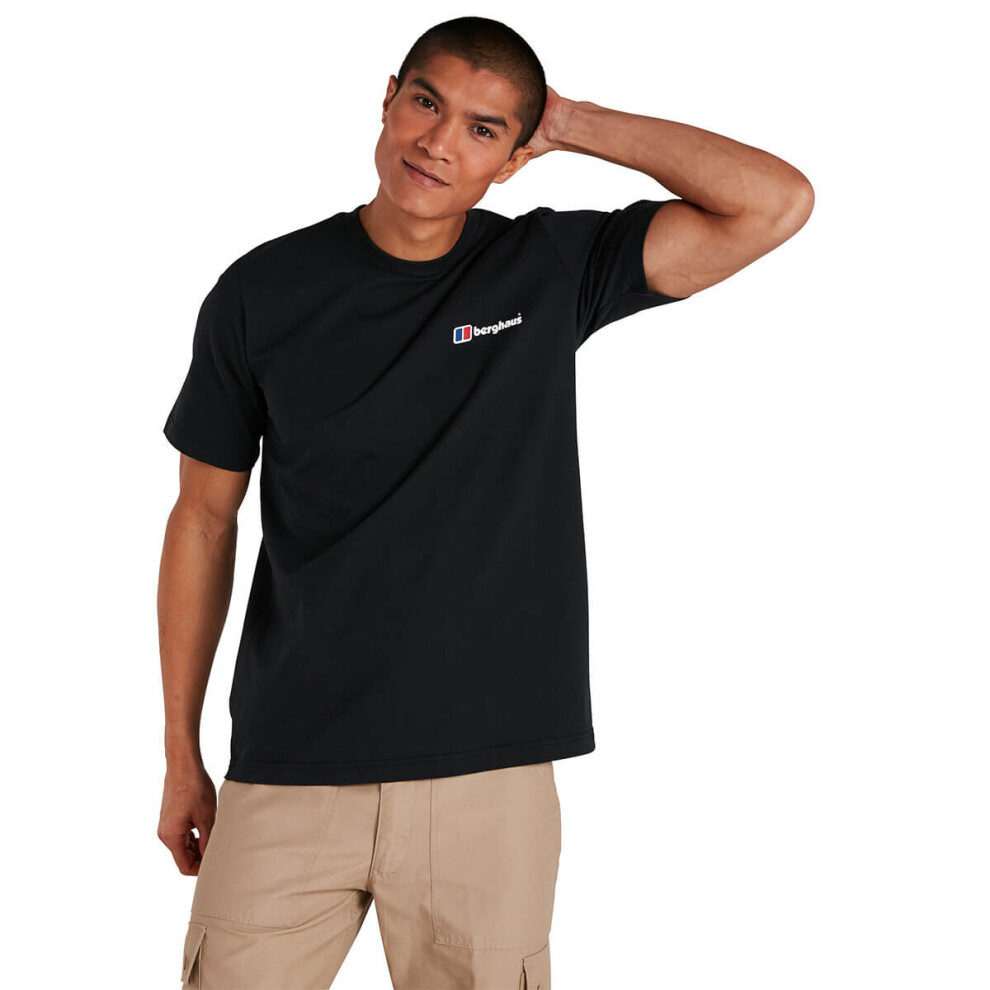 (M, Black) Berghaus Mens 2021 Organic Cotton Classic Logo Crew Neck Short Sleeve T-Shirt
