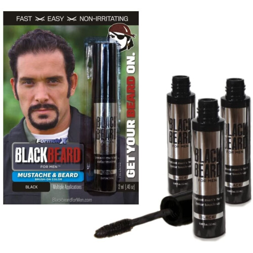 Blackbeard for Men Temporary Colour Beard Moustache Eyebrows BLACK X3