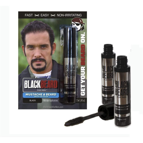 Blackbeard for Men Temporary Colour Beard Moustache Eyebrows BLACK X2