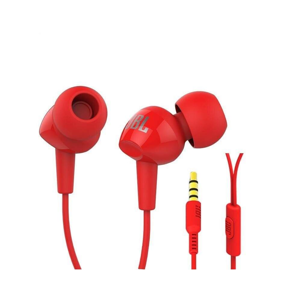 (Red) Jbl C100si Original 3.5Mm Wi Stereo Earphones Deep Bass Music Sports Headset Running Earphone Hands-Free Call With Microphone Red 3503950735291