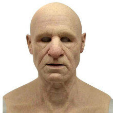 (#3 Old Man) Halloween Old Man Cosplay Full Head Mask Realistic Silicone Headgear Masquerade