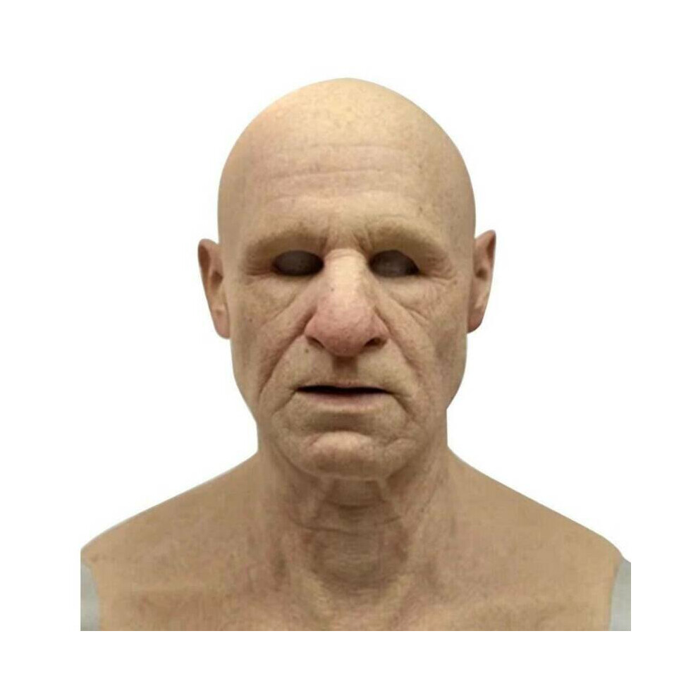 (#3 Old Man) Halloween Old Man Cosplay Full Head Mask Realistic Silicone Headgear Masquerade Light