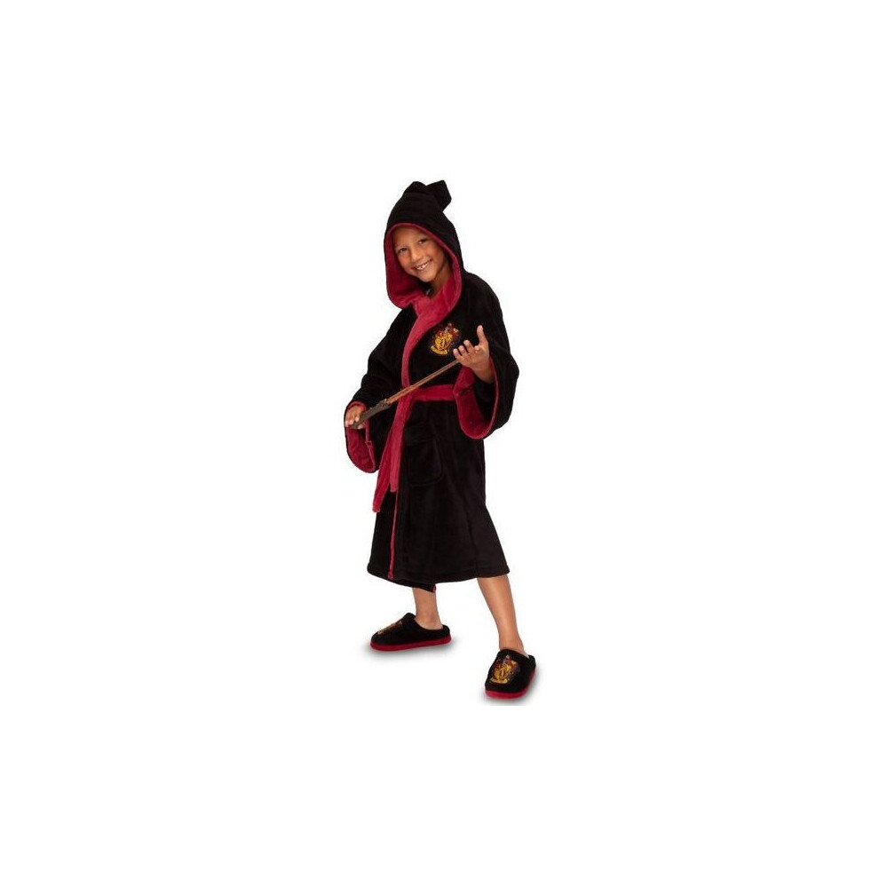 Harry Potter Gryffindor Kids Poly Fleece Robe Black/Burgundy - X-Large