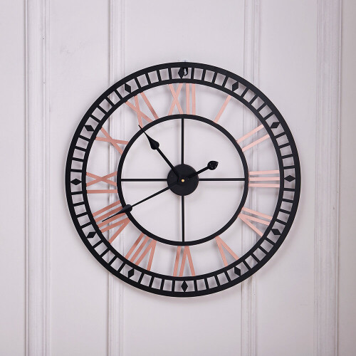 Living And Home 80CM Large Metal Decorative Roman Numerals Wall Clock 1