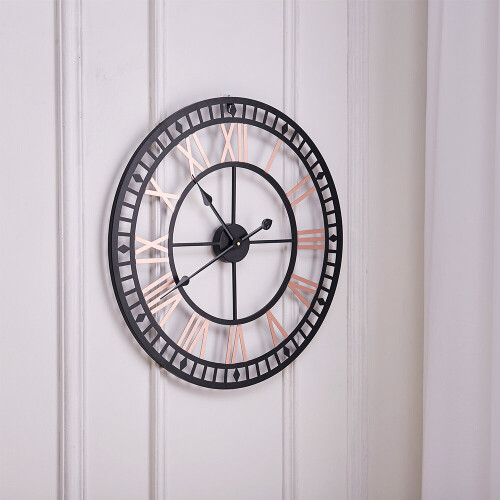 Living And Home 80CM Large Metal Decorative Roman Numerals Wall Clock 2