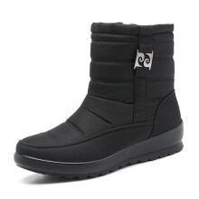 (Black, 43) Women's snow boots zipper closure non-slip winter warm boots