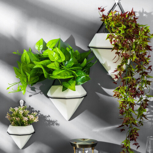 Living And Home (Black-L) Geometric Flower Pot Indoor Hanging Planter 1