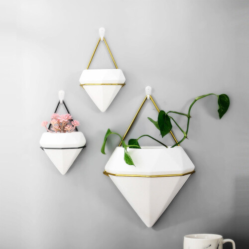 Living And Home (Black-L) Geometric Flower Pot Indoor Hanging Planter 2