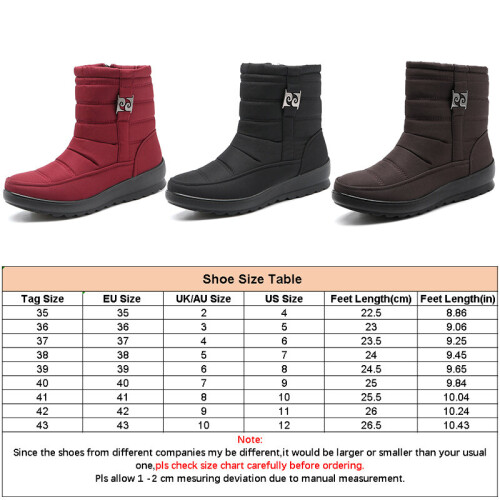 (Brown, 36) Women's snow boots zipper closure non-slip winter warm boots 1