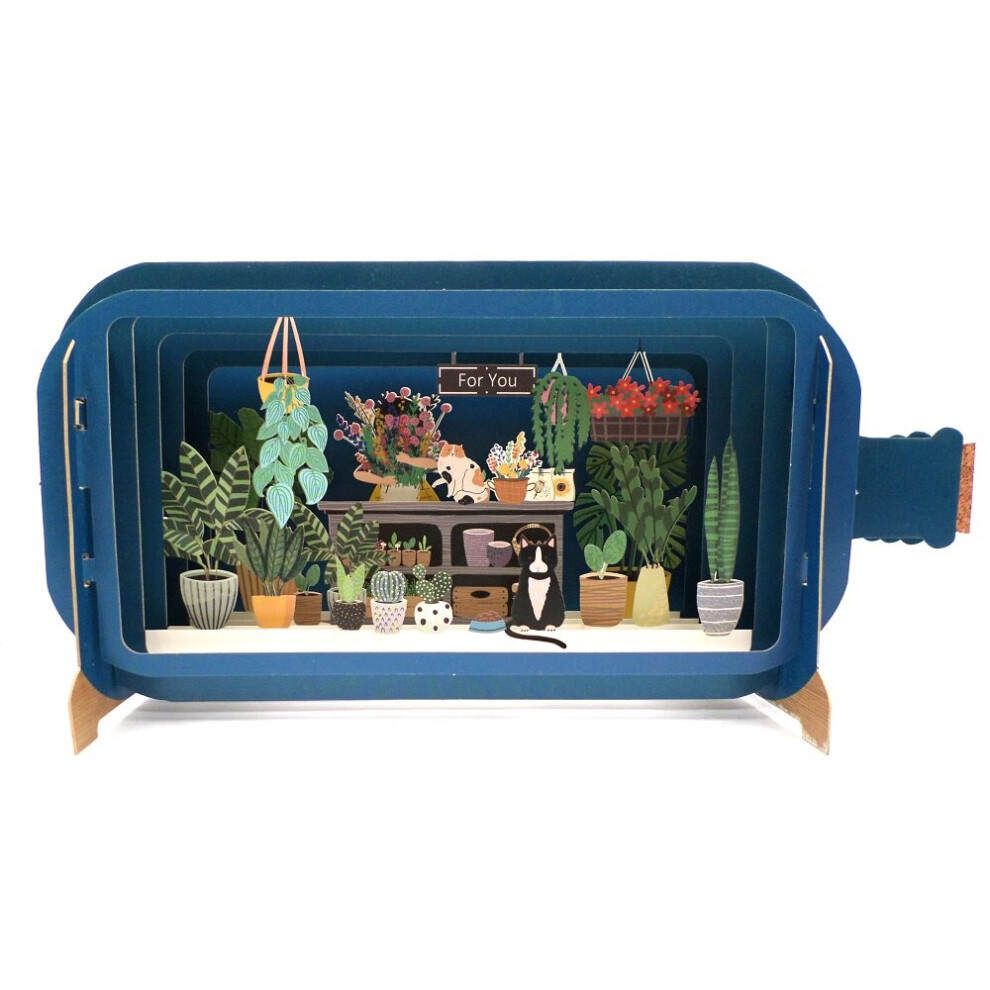 Message In A Bottle Cats In Florist Pop Up Any Occasion Greeting Card By Alljoy