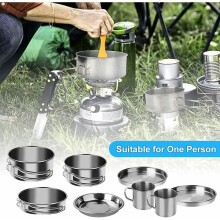 8Pcs Cookware Set Steel Pan Pot Outdoor Camping Hiking Picnic Cooking