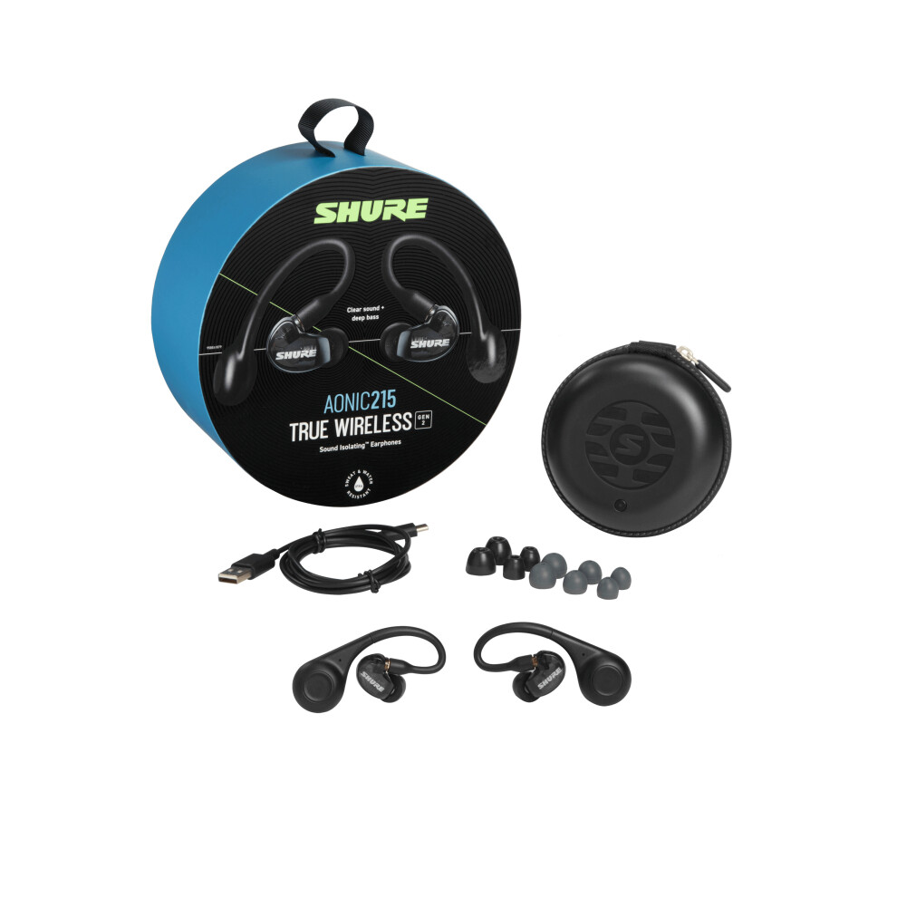 (Black, Bluetooth) Shure AONIC 215 True Wireless Sound Isolating Earphones