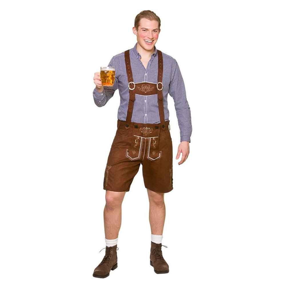 Wicked Costumes Ltd Adult Mens Deluxe Authentic Suede Lederhosen (One Size) Oktoberfest/Bavarian Fancy Dress Costume