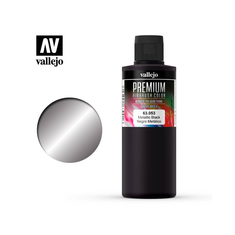 VAL63053 - Vallejo Premium Color - 200ml Pearl & Metallics Black