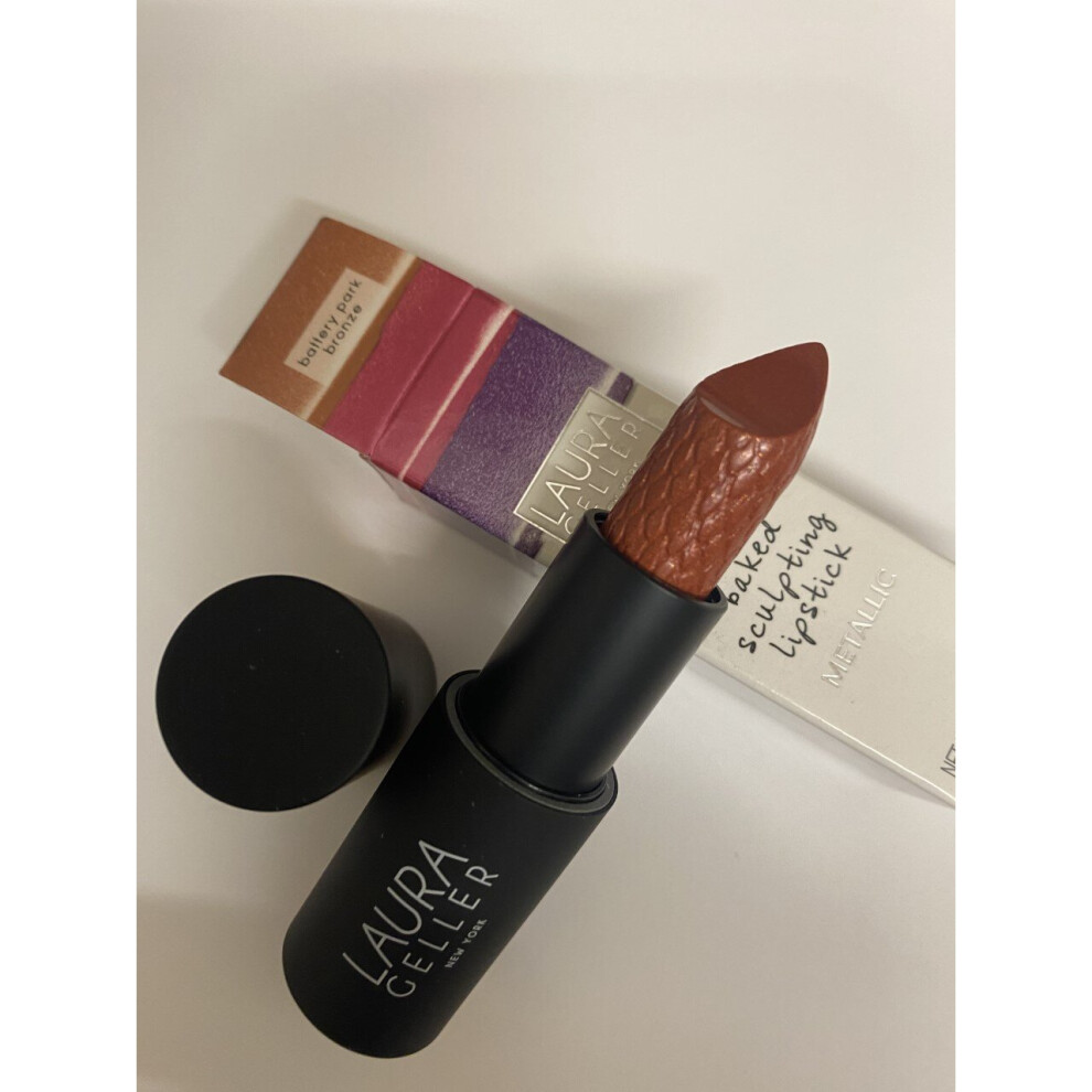 LAURA GELLER ICONIC METALLIC LIPSTICK -  SHADE BATTERY PARK BRONZE