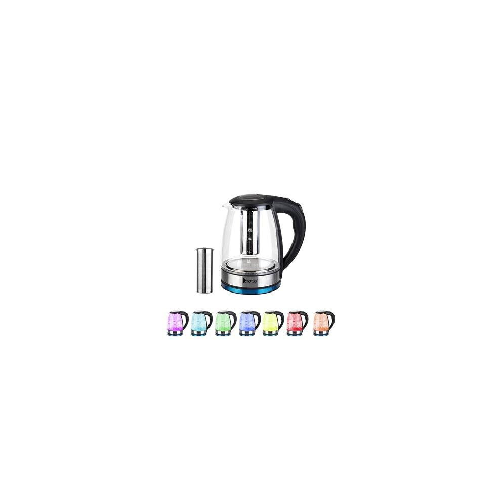 1.8L Corded Glass Kettle With 7 Color LED Lights