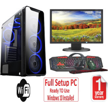 Fast Gaming PC Full Setup Core i7 16GB 1TB Windows 10 4GB GTX1050TI Blue Blaze - Refurbished