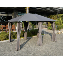 3m x 4m Large Lilly Gazebo With Side Curtains Grey - Great Gazebo
