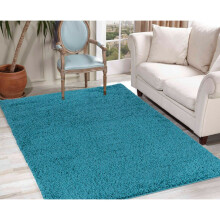 (Teal, 60 x 110 cm (2ft x 3ft 7")) Living Room Rugs Large Plain Shaggy Rugs Runners