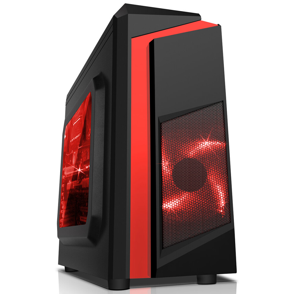Computek Fast Gaming Pc Tower I5 16Gb Ram 1Tb Gtx1050ti 4Gb Windows 10 F3 Red