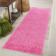 (Pink, 60 x 220 cm (2ft x 7ft 3")) Living Room Rugs Large Plain Shaggy Rugs Runners