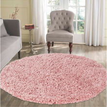 (Baby Pink, 120 x 120 (Round) (4ft x 4ft)) Living Room Rugs Large Plain Shaggy Rugs Runners