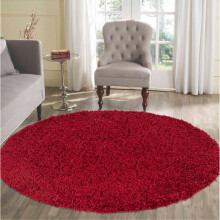 (Red, 120 x 120 (Round) (4ft x 4ft)) Living Room Rugs Large Plain Shaggy Rugs Runners