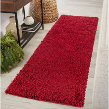 (Red, 80 x 150 cm (2ft 6" x 5ft)) Living Room Rugs Large Plain Shaggy Rugs Runners