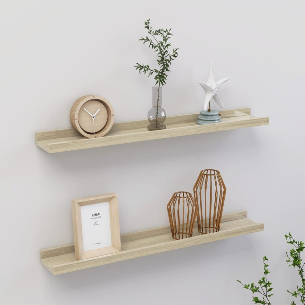 vidaXL 2x Wall Shelves Sonoma Oak 60x9x3 cm Hanging Display Racks Furniture