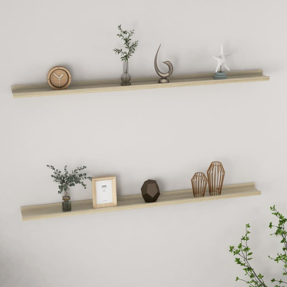 vidaXL 2x Wall Shelves Sonoma Oak 115x9x3 cm Hanging Display Racks Furniture