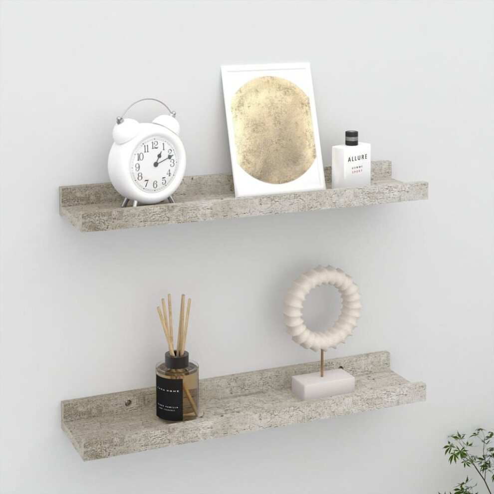 vidaXL 2x Wall Shelves Concrete Grey 40x9x3 cm Hanging Display Racks Home