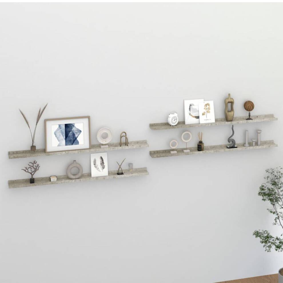 vidaXL 4x Wall Shelves Concrete Grey 115x9x3 cm Hanging Display Racks Home