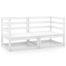 vidaXL Garden Corner Sofas Outdoor Sectional Sofa 2 pcs White Solid Wood Pine