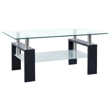 vidaXL Coffee Table Black and Transparent Tempered Glass Living Room Furniture