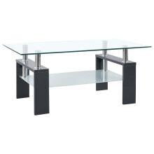 vidaXL Coffee Table Grey and Transparent Tempered Glass Living Room Furniture
