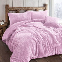(Single, Waffle Pink) TEDDY WAVE & WAFFLE Duvet Cover Set Soft Cozy