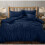 (Single, Wave Navy) TEDDY WAVE & WAFFLE Duvet Cover Set Soft Cozy 1