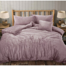 (Super King, Wave Mauve) TEDDY WAVE & WAFFLE Duvet Cover Set Soft Cozy