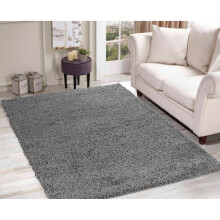 (Silver Grey, 60 x 110 cm (2ft x 3ft 7")) Living Room Rugs Large Plain Shaggy Rugs Runners