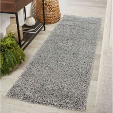 (Silver Grey, 60 x 220 cm (2ft x 7ft 3")) Living Room Rugs Large Plain Shaggy Rugs Runners