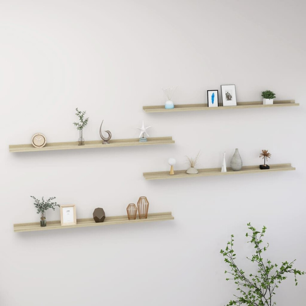 vidaXL 4x Wall Shelves Sonoma Oak 115x9x3 cm Hanging Display Racks Furniture