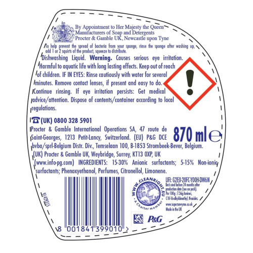 Fairy Fairy Anti-Bacterial Washing Up Liquid with Eucalyptus Pack 6 x 870ml 2