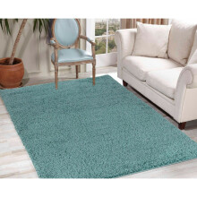 (Duck Egg Blue, 160 x 230 cm (5ft 3" x 7ft 7")) Living Room Rugs Large Plain Shaggy Rugs Runners