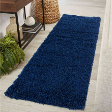 (Navy, 80 x 150 cm (2ft 6" x 5ft)) Living Room Rugs Large Plain Shaggy Rugs Runners