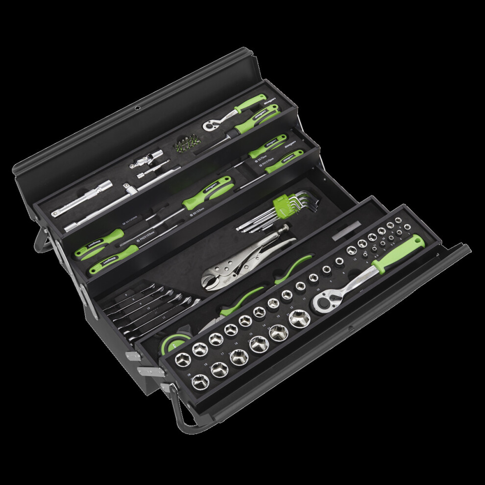 Sealey S01216 86 Pc Tool Kit Foam Trays Cantilever Toolbox Lifetime Guarantee Light