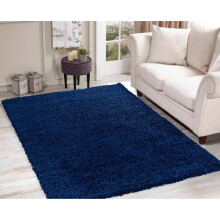 (Navy, 200 x 290 cm (6ft 7" x 9ft 6")) Living Room Rugs Large Plain Shaggy Rugs Runners
