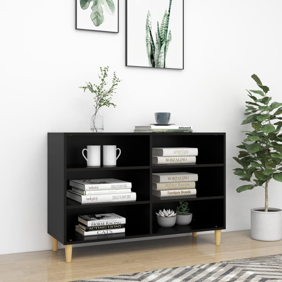 vidaXL Sideboard Black Engineered Wood Side Book Storage Cabinet Standing Rack