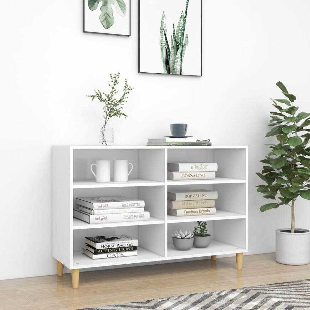 Vidaxl Sideboard White Engineered Wood Side Book Storage Cabinet Standing Rack